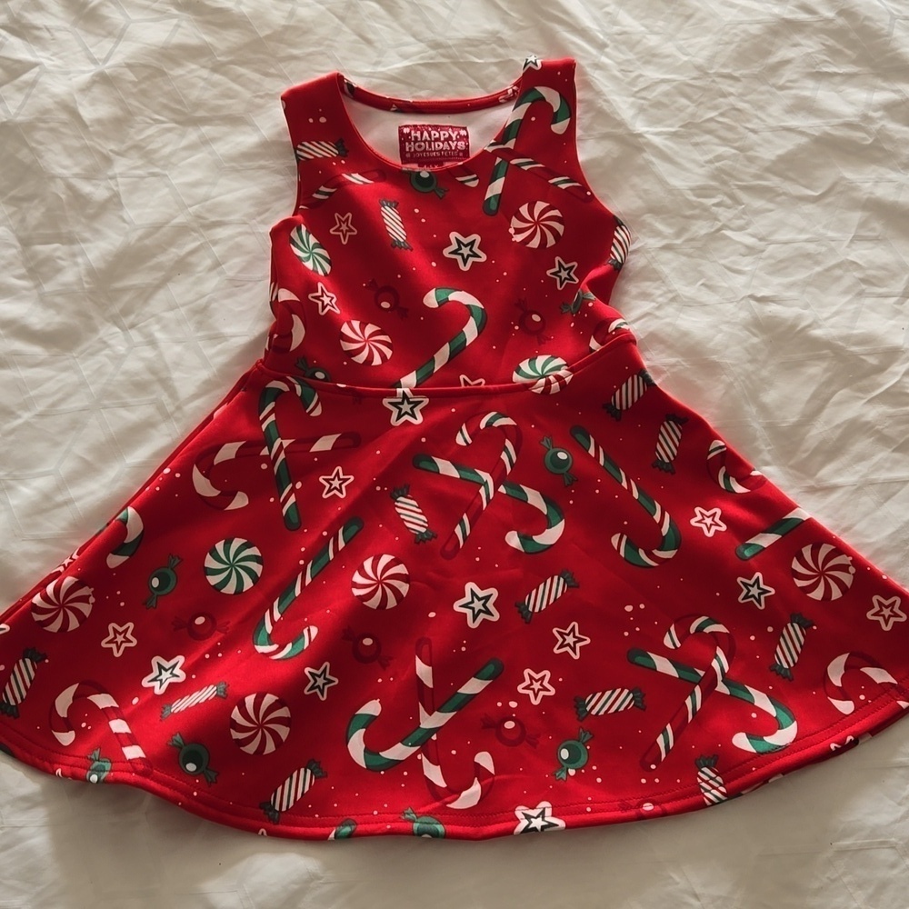 Happy Holiday dress, 4-5 years, euc, stretchy